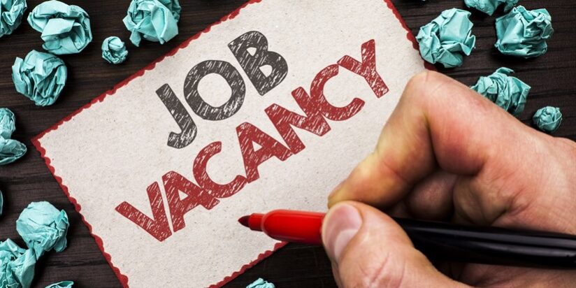 Text sign showing Job Vacancy. Conceptual photo Work Career Vacant Position Hiring Employment Recruit Job written by Man Holding Marker on Cardboard Piece on the wooden background.