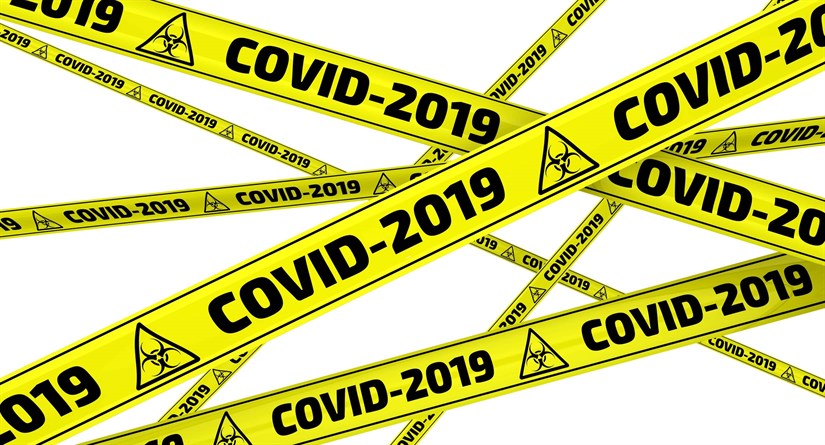 COVID-2019. Yellow warning tapes